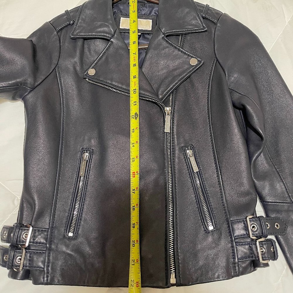 Michael Kors Black Leather Moto Jacket XS - Picture 15 of 16